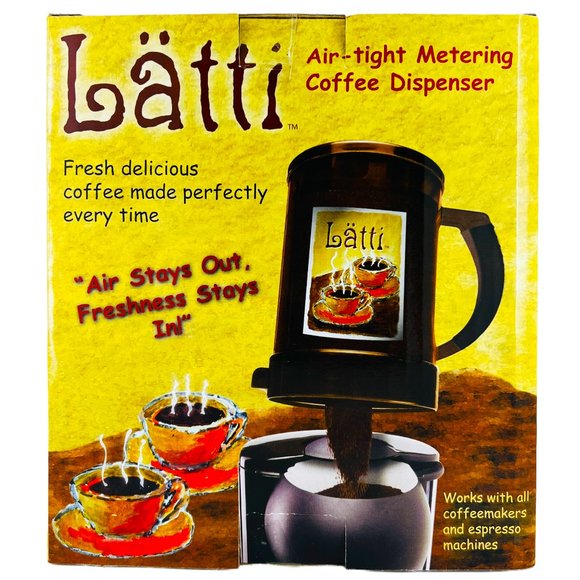 Latti Air-Tight Metering Coffee Dispenser 16oz Canister Keeps Grounds Fresh - Picture 1 of 10